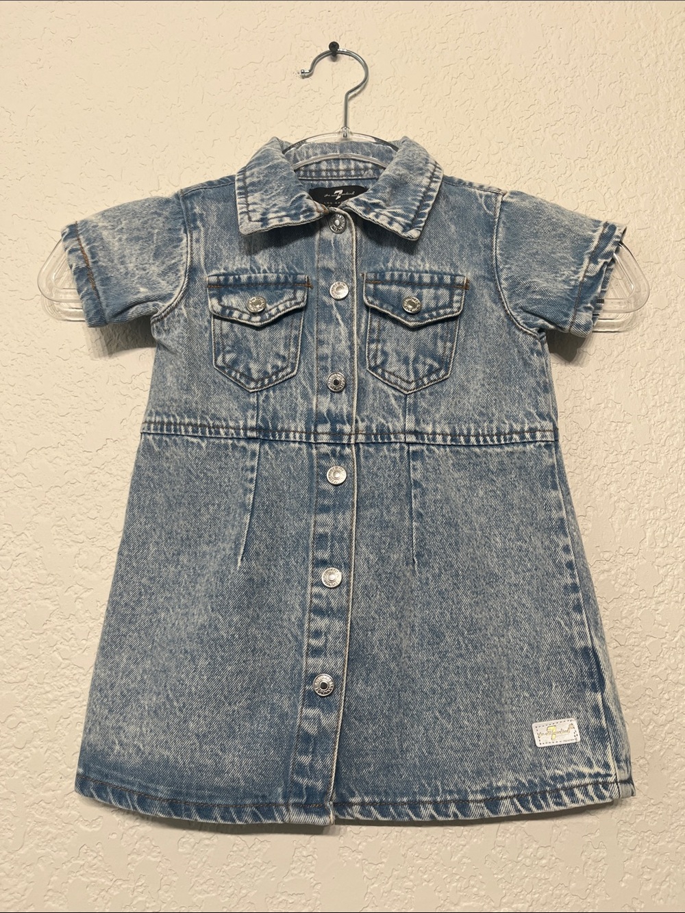 7 For All Mankind Toddler Girl 2T Light Blue Short-Sleeve Denim Dress